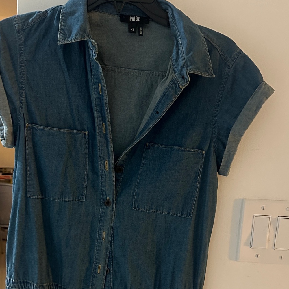PAIGE Blue Denim Short Sleeve Shirt